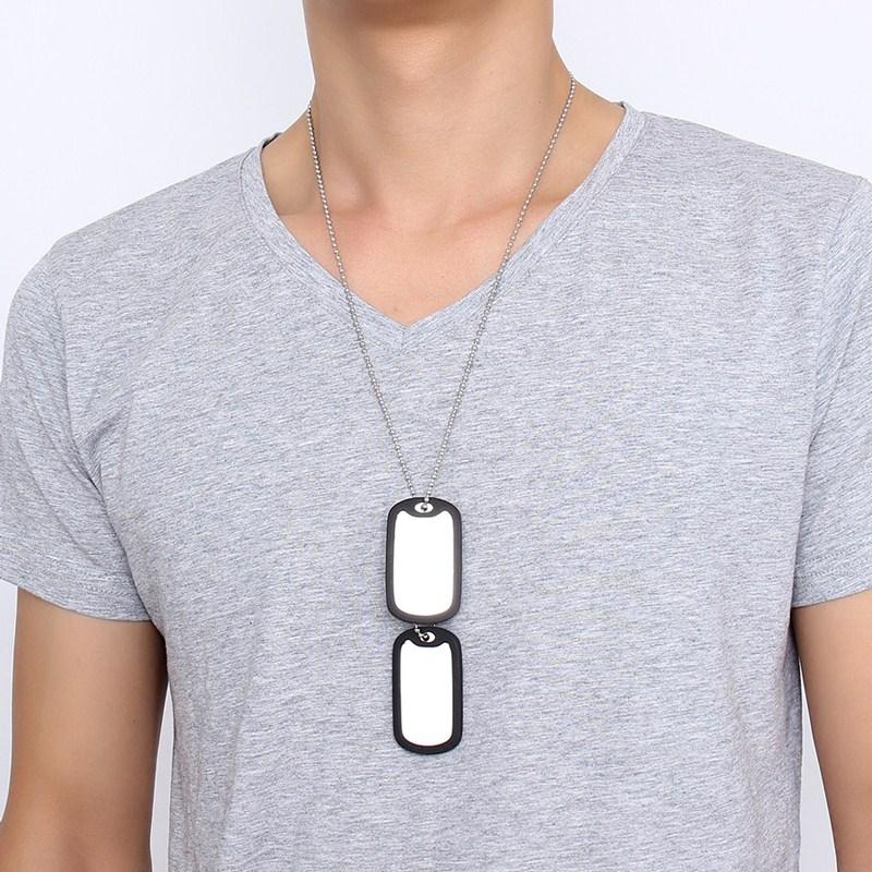 VNOX Double Dog Tag Necklace Pendant Men Jewelry