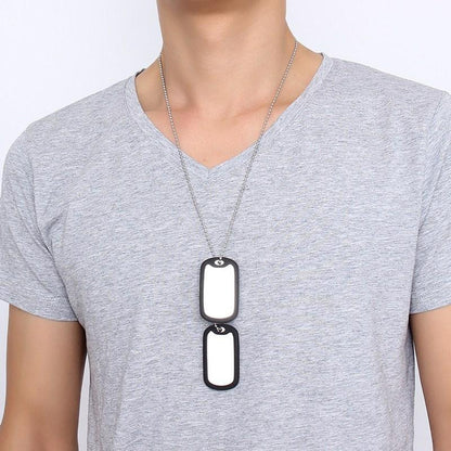 VNOX Double Dog Tag Necklace Pendant Men Jewelry