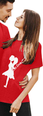 Valentine's Day T-shirtCouple Short Sleeve Round Neck Cute PrintExport Style