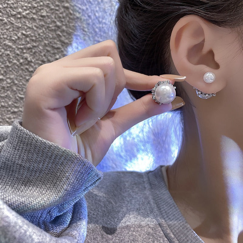 S925 Silver Needle Cat's Eye Small Earrings Female Geometric Square Love Diamond Earrings Simple Atmosphere Earrings