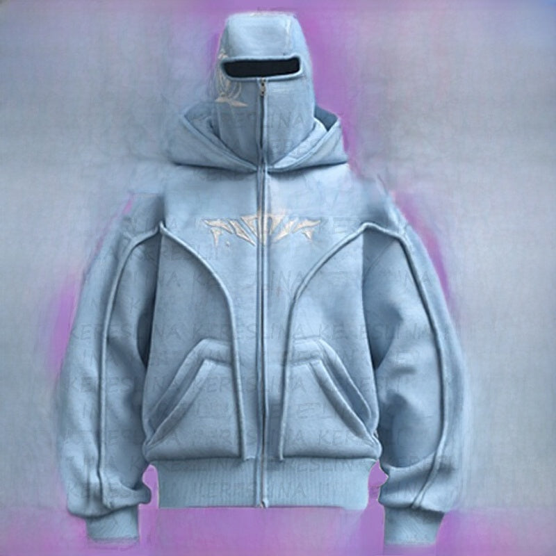 Loose Fit Hooded Sweatshirt with Geometric Design