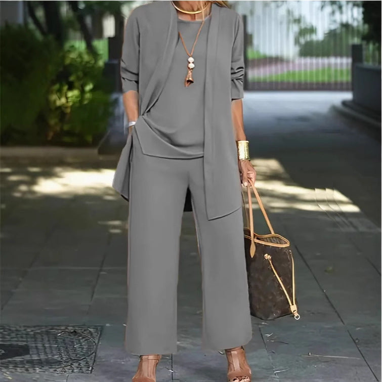 Women's Solid Color Three-Piece Casual Suit