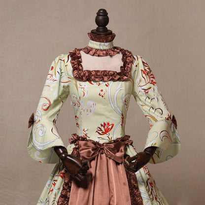 Vintage Bell Sleeve Printed Long Dress