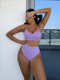 High-Waisted Ribbed Bikini Swimsuit
