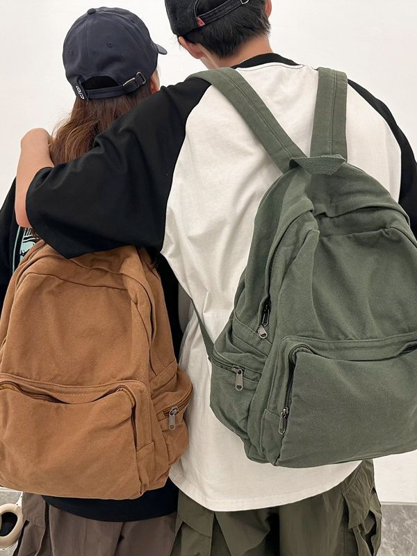Vintage Canvas Backpack with Front Pocket