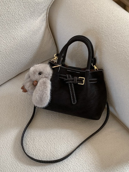 High-end suede bucket bag