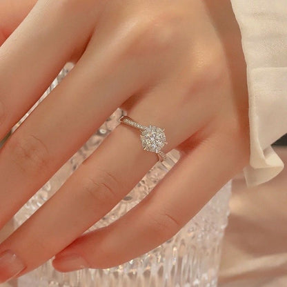 Six-prong imitation diamond ring