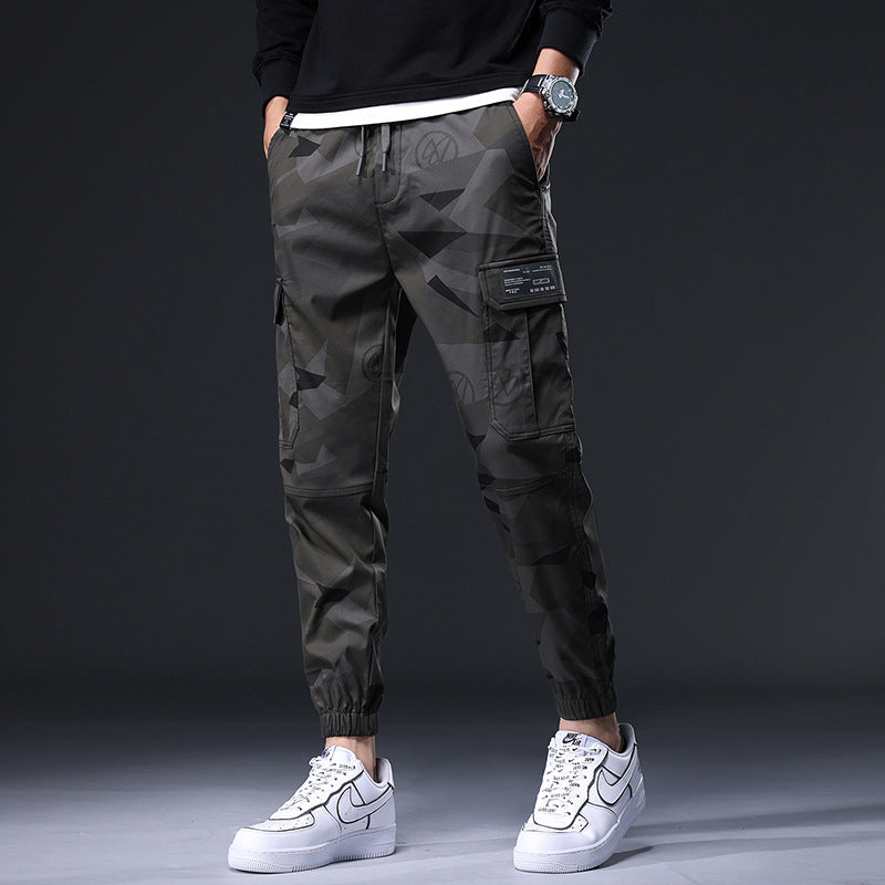 Elastic Waist Camouflage Multi-Pocket Casual Pants
