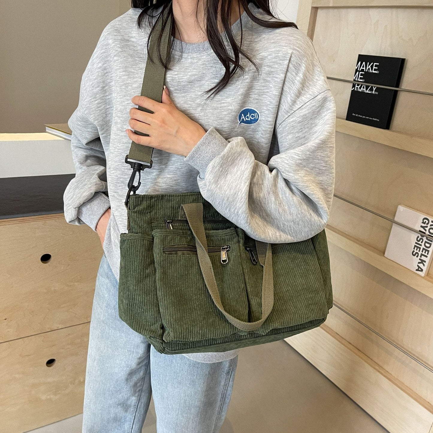 Corduroy Multi-compartment Bag