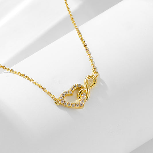 Sterling Silver Heart Infinity Clavicle Necklace