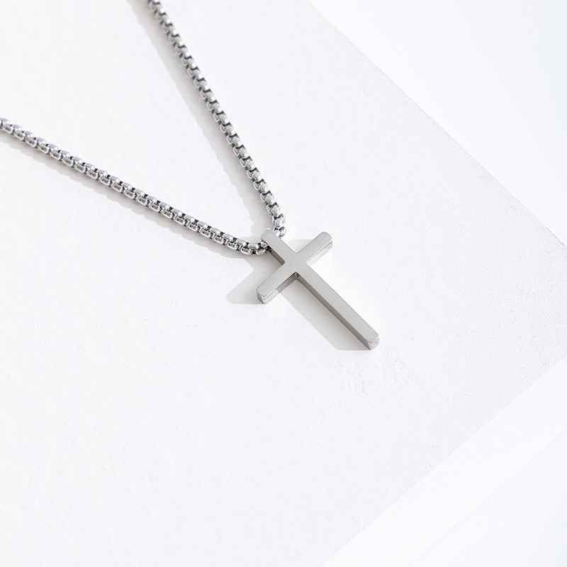 Adjustable Stainless Steel Cross Pendant Necklace