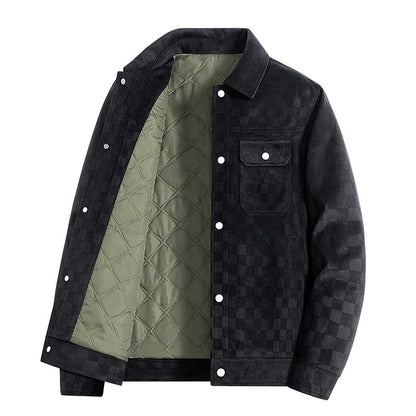 Mens Suede Checkerboard Plaid Jacket