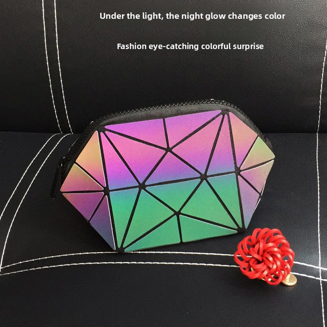 Glow-in-the-dark geometric diamond pattern bag