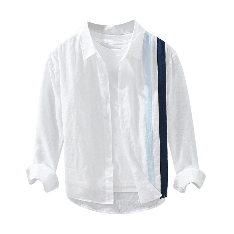 Striped Patchwork Long-Sleeve Shirt