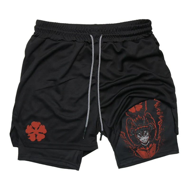 Anime Print Double Layer Casual Shorts