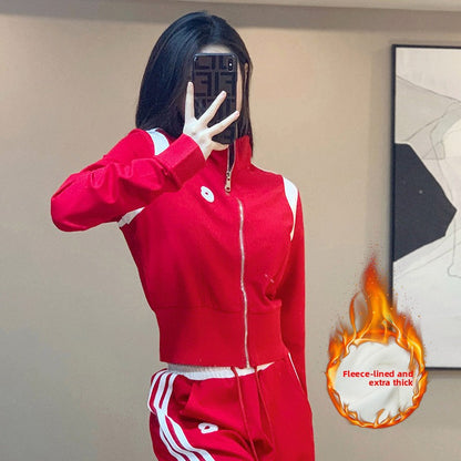 Fleece-Lined and Thickened Sportswear Set