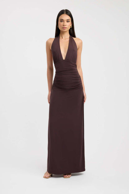 Elegant Halterneck Slit Long Dress