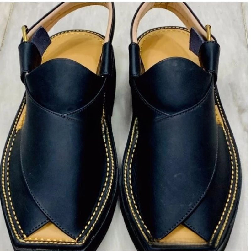 Woven Leather Flat Sandals