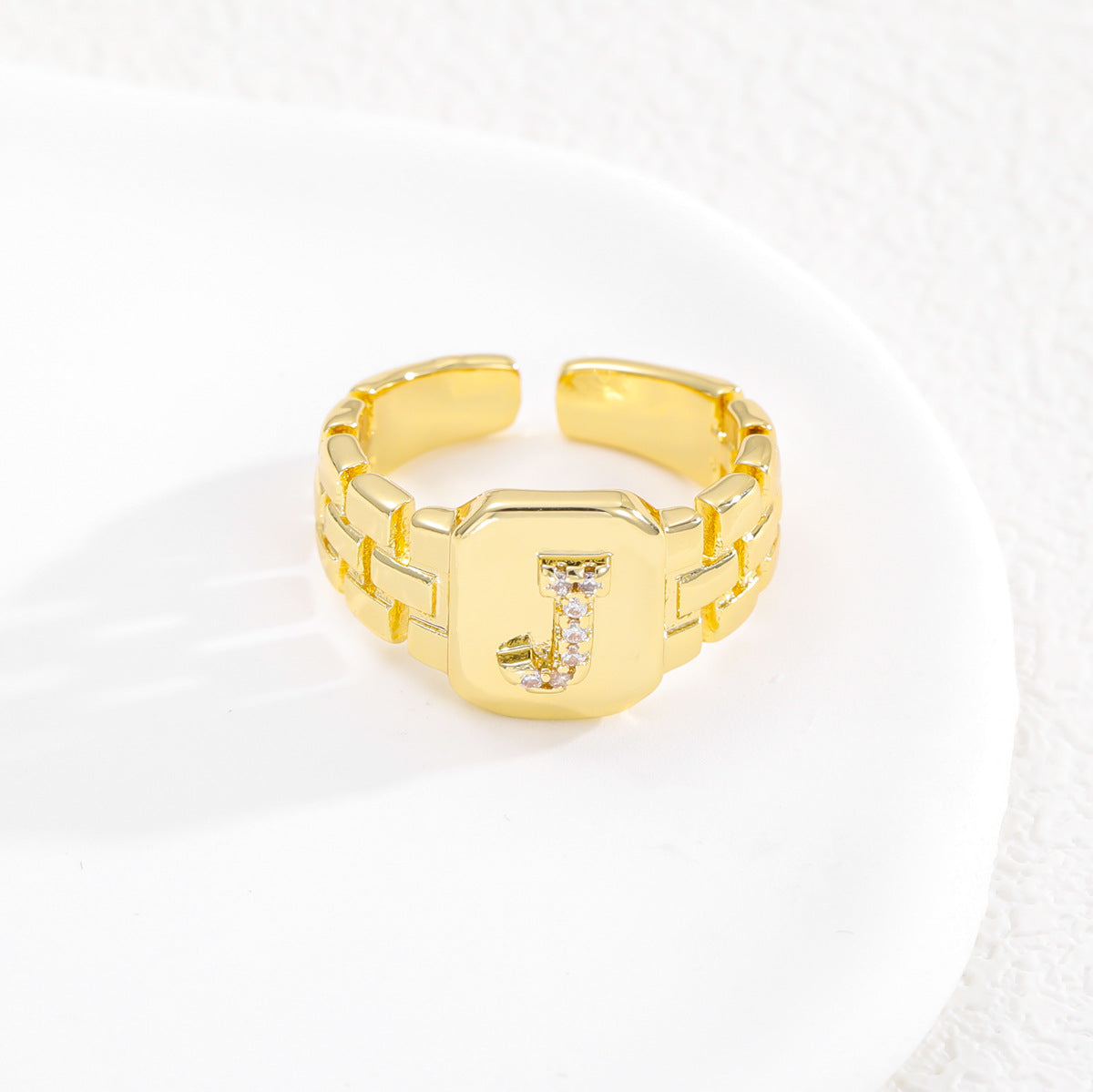 European and American ring letter series jewelry strap design letter opening ring