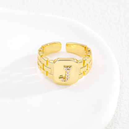 European and American ring letter series jewelry strap design letter opening ring