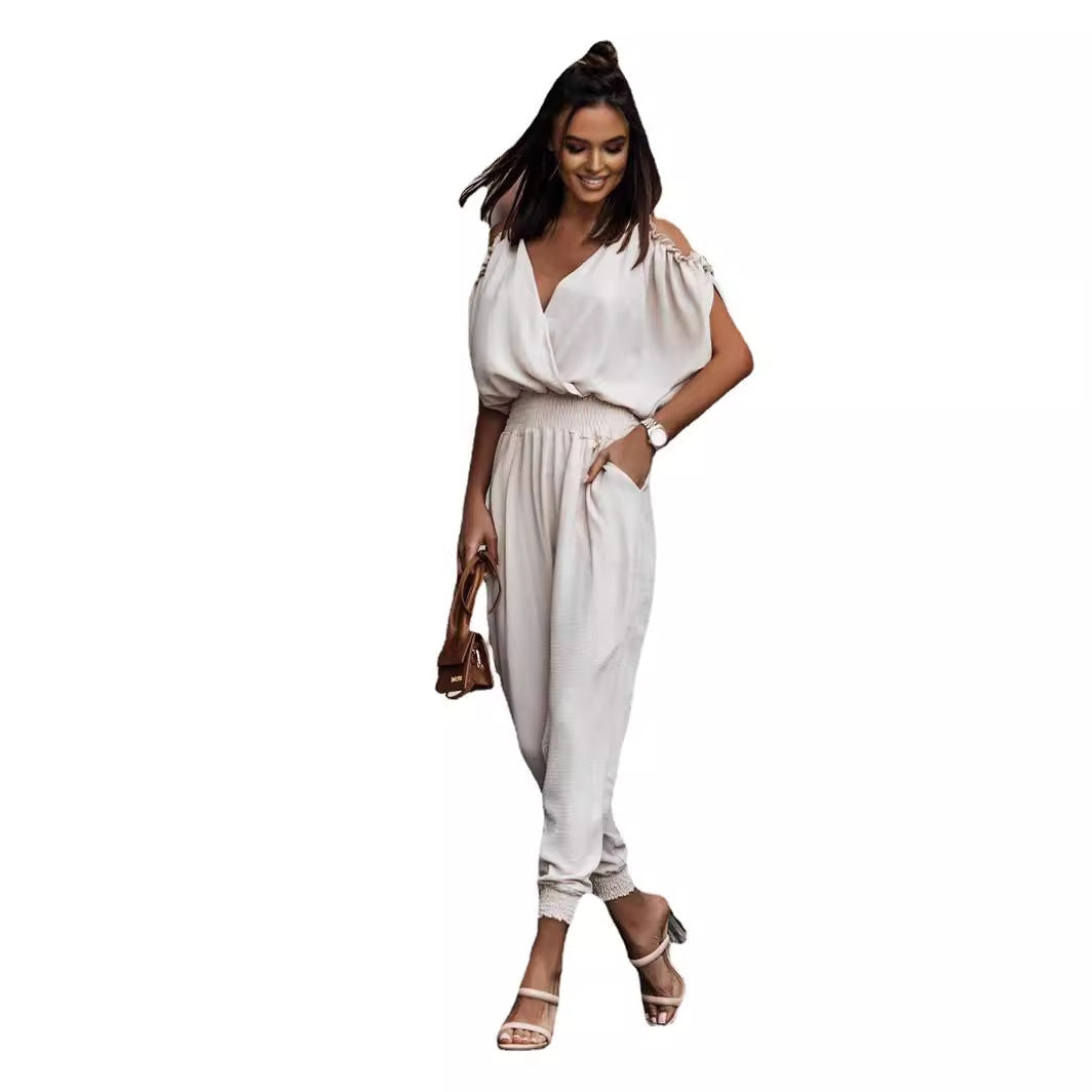 Women's V-Neck Pocket Jumpsuit