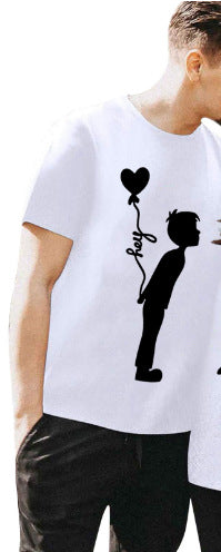 Valentine's Day T-shirtCouple Short Sleeve Round Neck Cute PrintExport Style