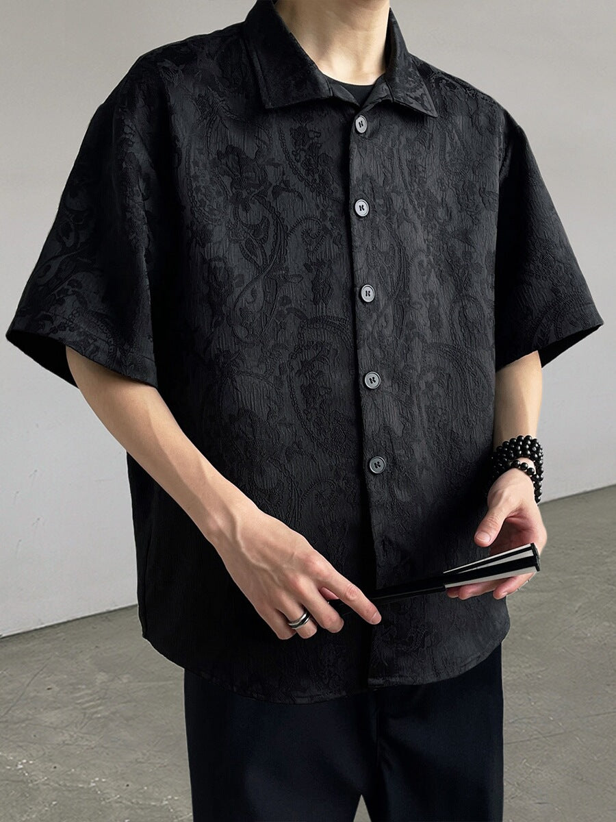 Chinese Style Embroidered Loose Fit Shirt for Men