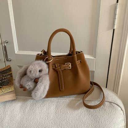 High-end suede bucket bag