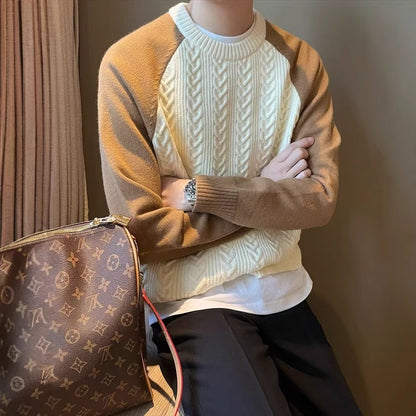 Men's versatile color-blocked sweater