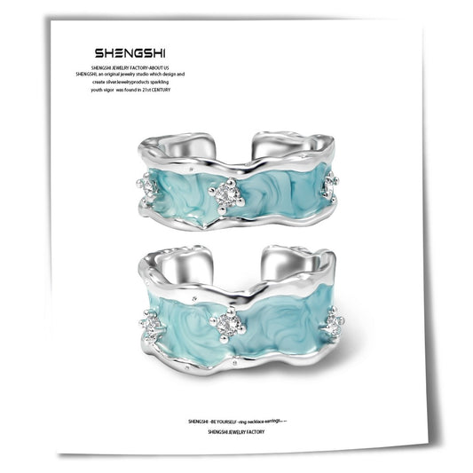 Original Design Korean Version Of Ins Style Minority Ring With Color Fast Personality Texture Enamel For Men And Women