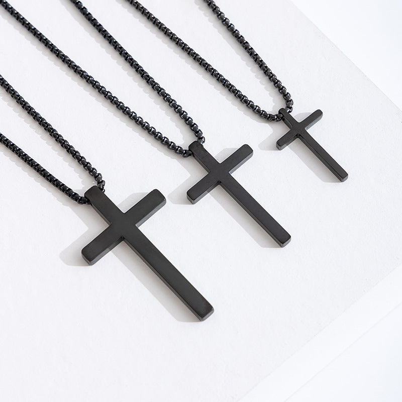 Adjustable Stainless Steel Cross Pendant Necklace
