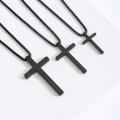 Adjustable Stainless Steel Cross Pendant Necklace