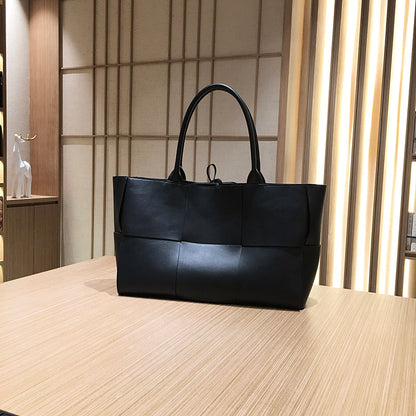 Genuine Leather Woven Tote Bag