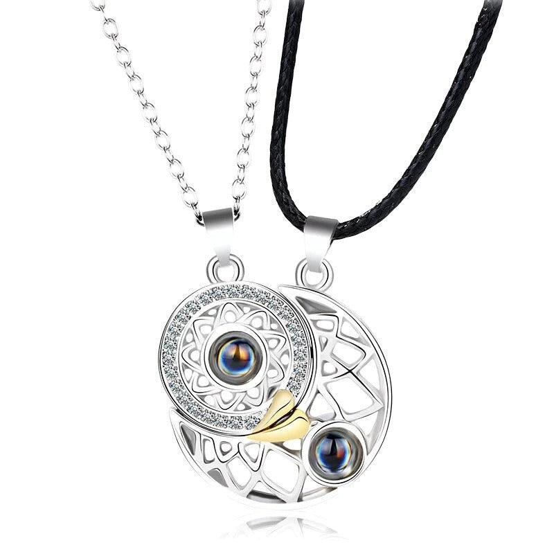 Ins niche design jewelry love sun and moon couple pendant magnetic clavicle chain