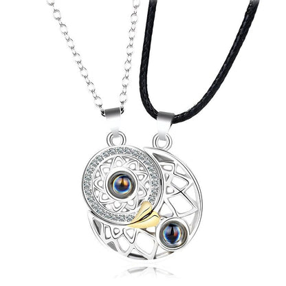 Ins niche design jewelry love sun and moon couple pendant magnetic clavicle chain