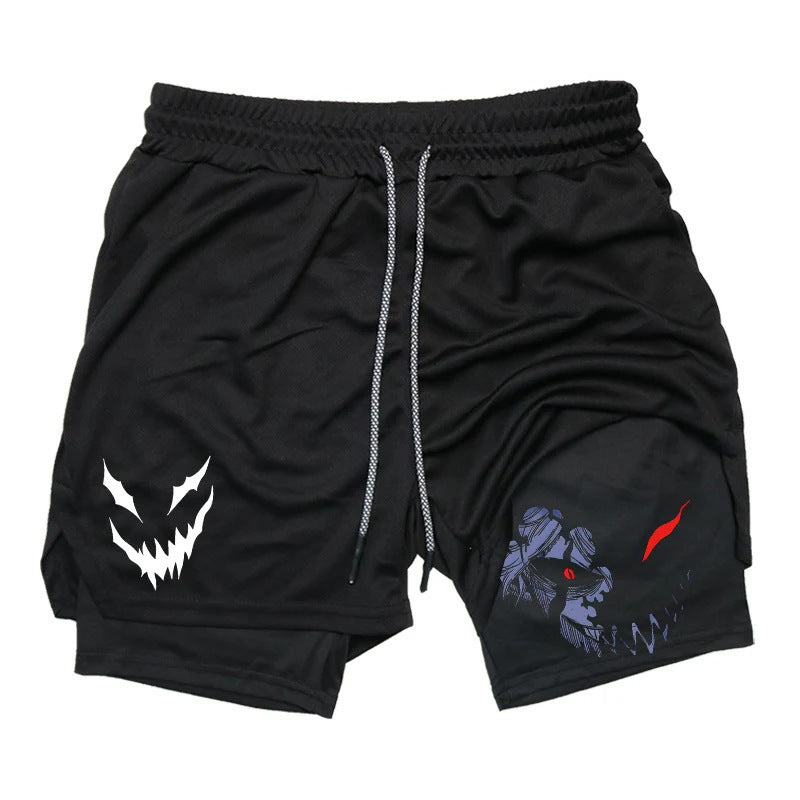 Anime Print Double Layer Casual Shorts