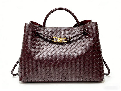 Woven Tote Bag with Metal Rope Buckle