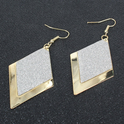 Simple Diamond Shaped Frosted Earrings Personality Retro Earrings Women Earrings