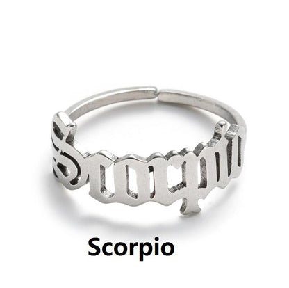 New Stainless Steel Ring Women's ins Colorless European and American Opening Retro Simple English Letter Ring Men