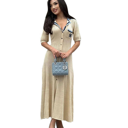 Pleated Knit Maxi Dress