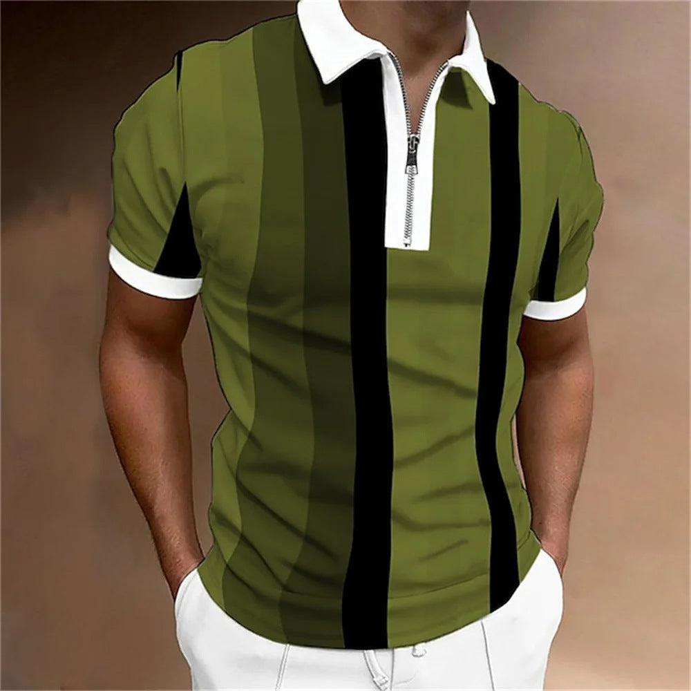 Summer short sleeved T-shirt casual business button top T-shirt fashionable men's clothing