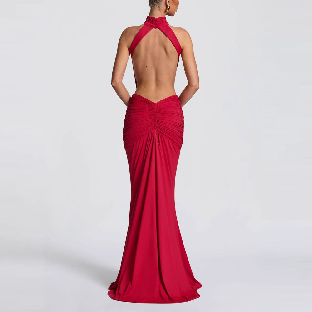 Elegant Halter Neck Long Party Gown