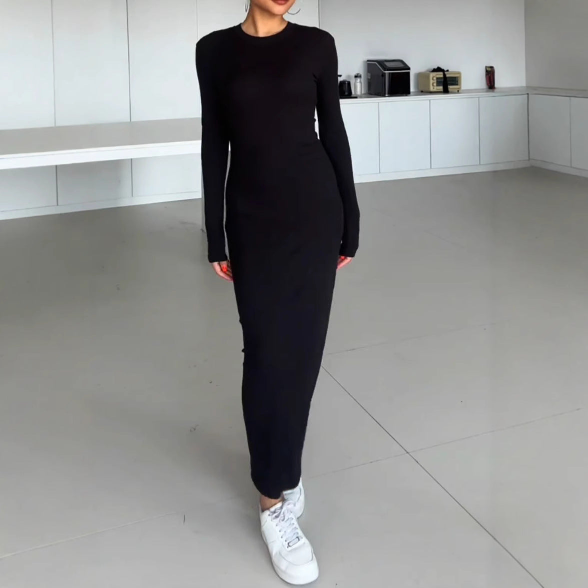 Crewneck Long Sleeve Dress