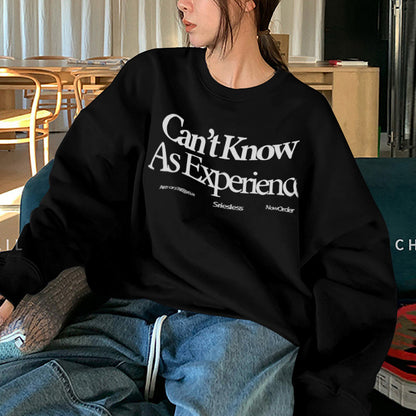 Crew Neck Long Sleeve Basic Top Outerwear Korean Women's Plus Velvet Loose Casual Sweatshirt Autumn Winter Coat Vintage