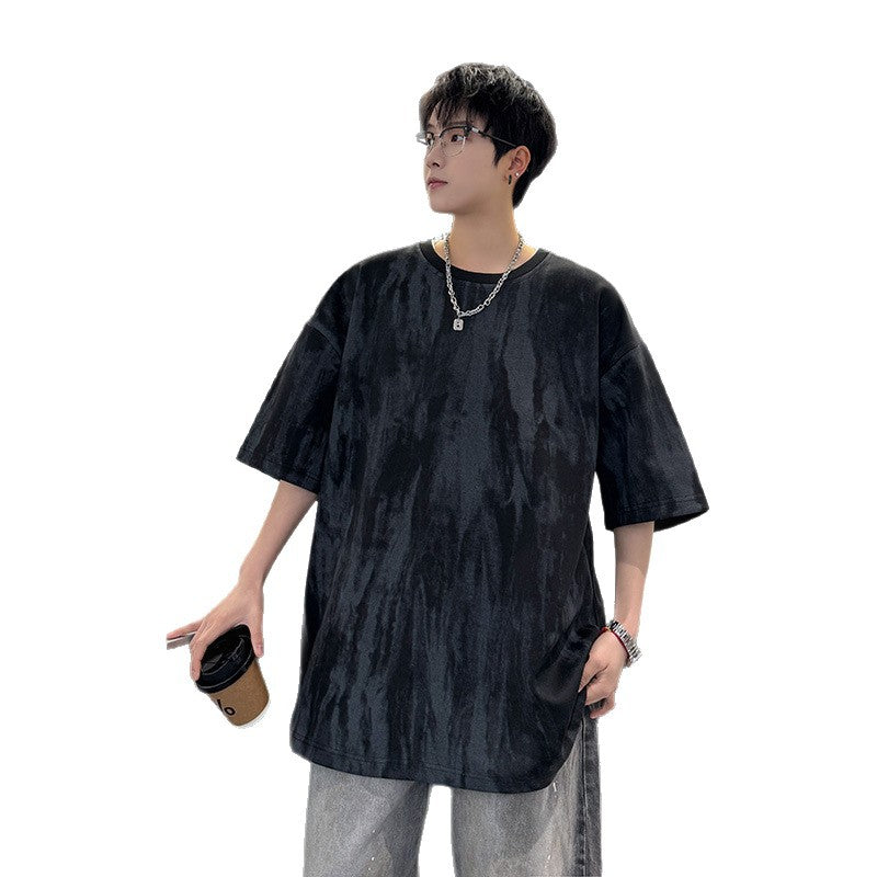 Retro tie dye splashed ink short sleeved t-shirt for men