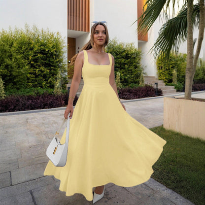 Elegant Square Neck Sleeveless Dress
