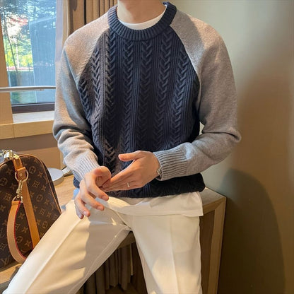 Men's versatile color-blocked sweater