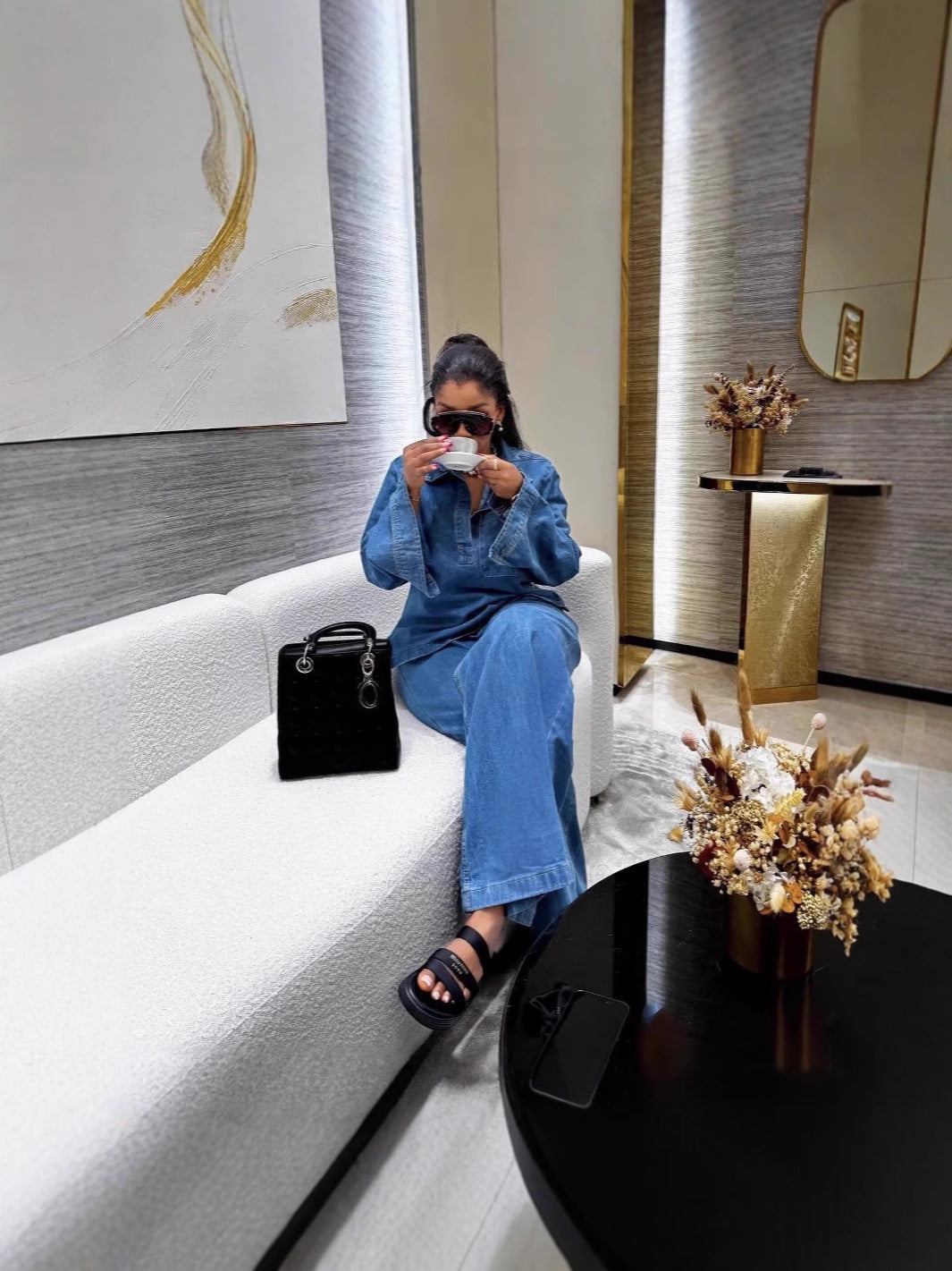 Denim casual suit for women