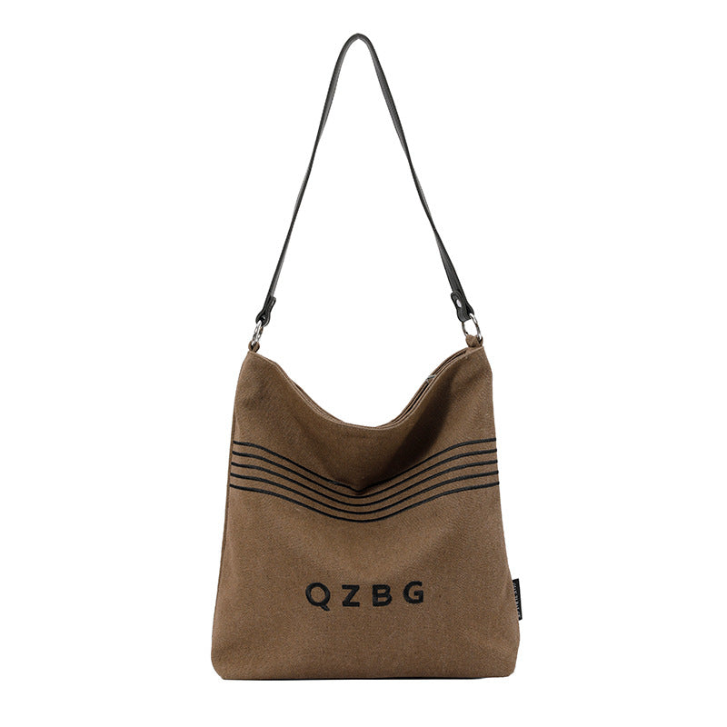 Striped Canvas Shoulder Bag