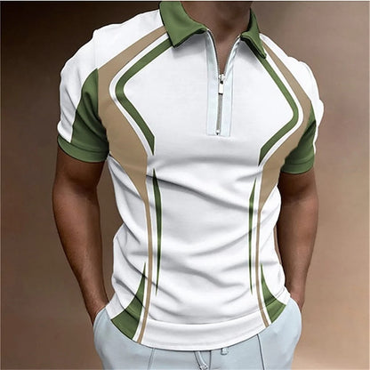 Summer short sleeved T-shirt casual business button top T-shirt fashionable men's clothing